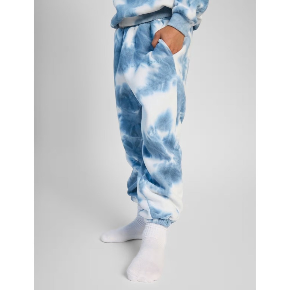 Comfrt Minimalist Kids Sweatpants Blue White Tie Dye Fleece Jogger Size Youth XS